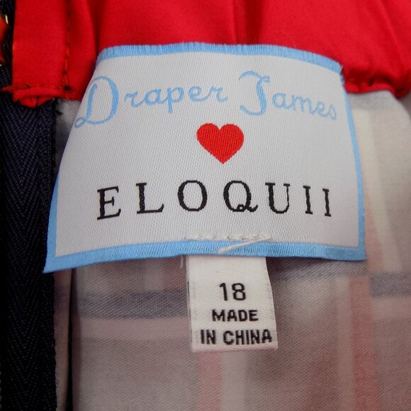 Draper James x Eloquii Geo Pleated Skirt Sz 18 Red White Blue - Picture 3 of 3